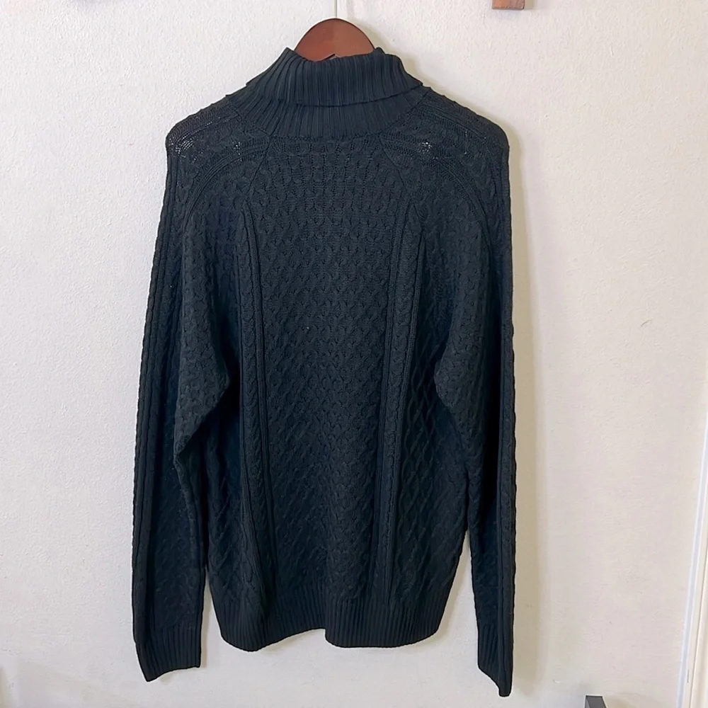 Nike Cable Knit Sweater Turtleneck Black Size Medium Mens Loose Fit - Picture 3 of 16